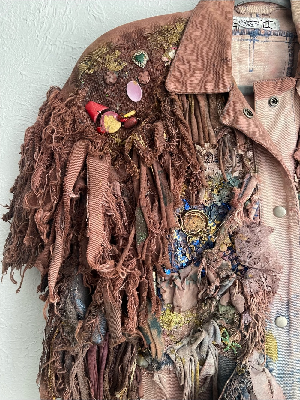 Vintage S.B.I. Embellished Wearable Art Vest 100% Cotton Fringed Boho Patchwork - Picture 3 of 8